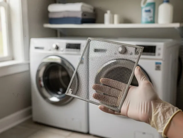 Bellflower Dryer Vent Cleaning specialist performing detailed lint trap cleaning service in Bellflower